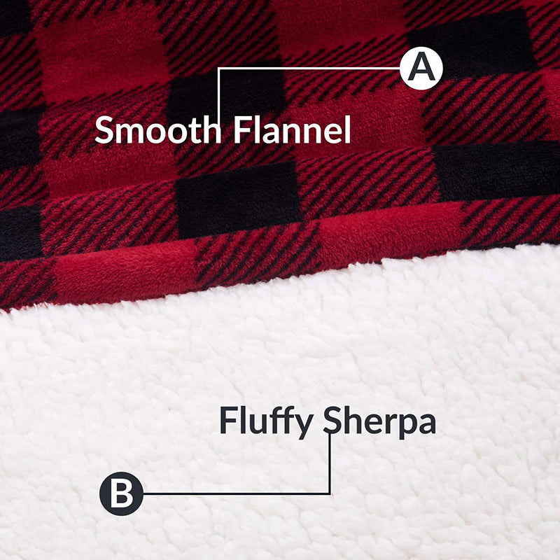 A cozy Winter Warm Fleece Wearable Hooded Blanket in a soft plaid design, featuring an extra-large hood and a roomy pocket, perfect for lounging.