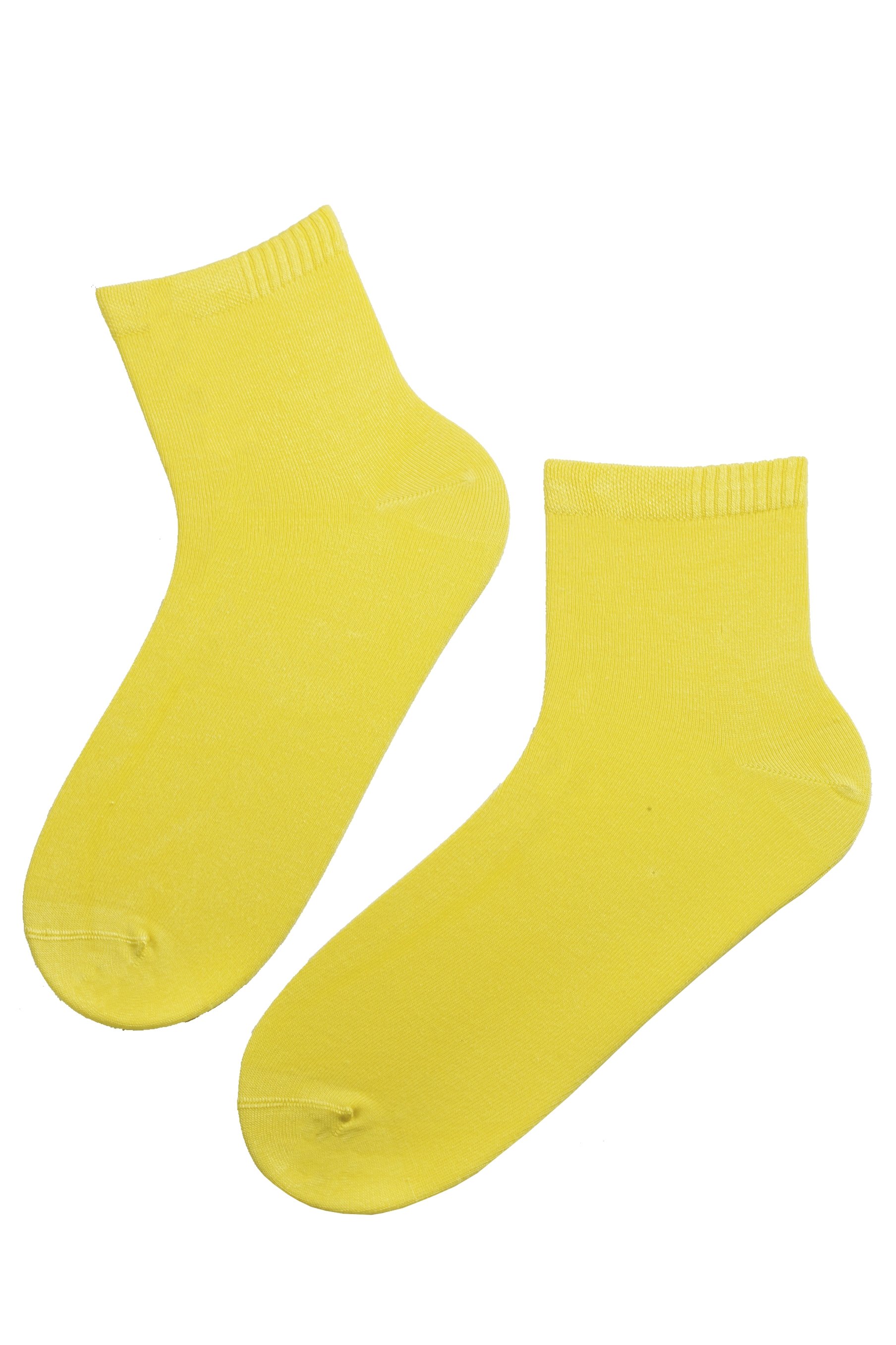 A pair of ALEX bright yellow viscose socks for men, showcasing their soft texture and low-cut design.