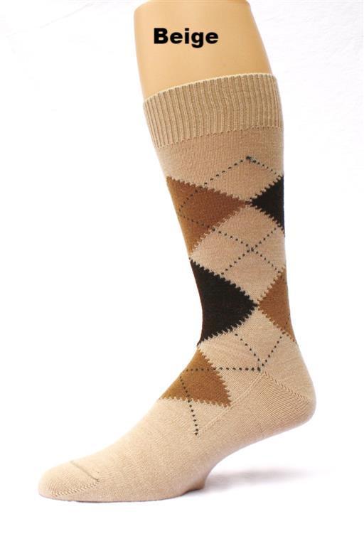 A pair of stylish Alpaca Argyle Socks featuring a classic argyle pattern, made from soft baby alpaca wool, suitable for golfers and casual wear.