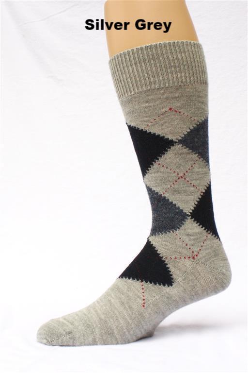 A pair of stylish Alpaca Argyle Socks featuring a classic argyle pattern, made from soft baby alpaca wool, suitable for golfers and casual wear.