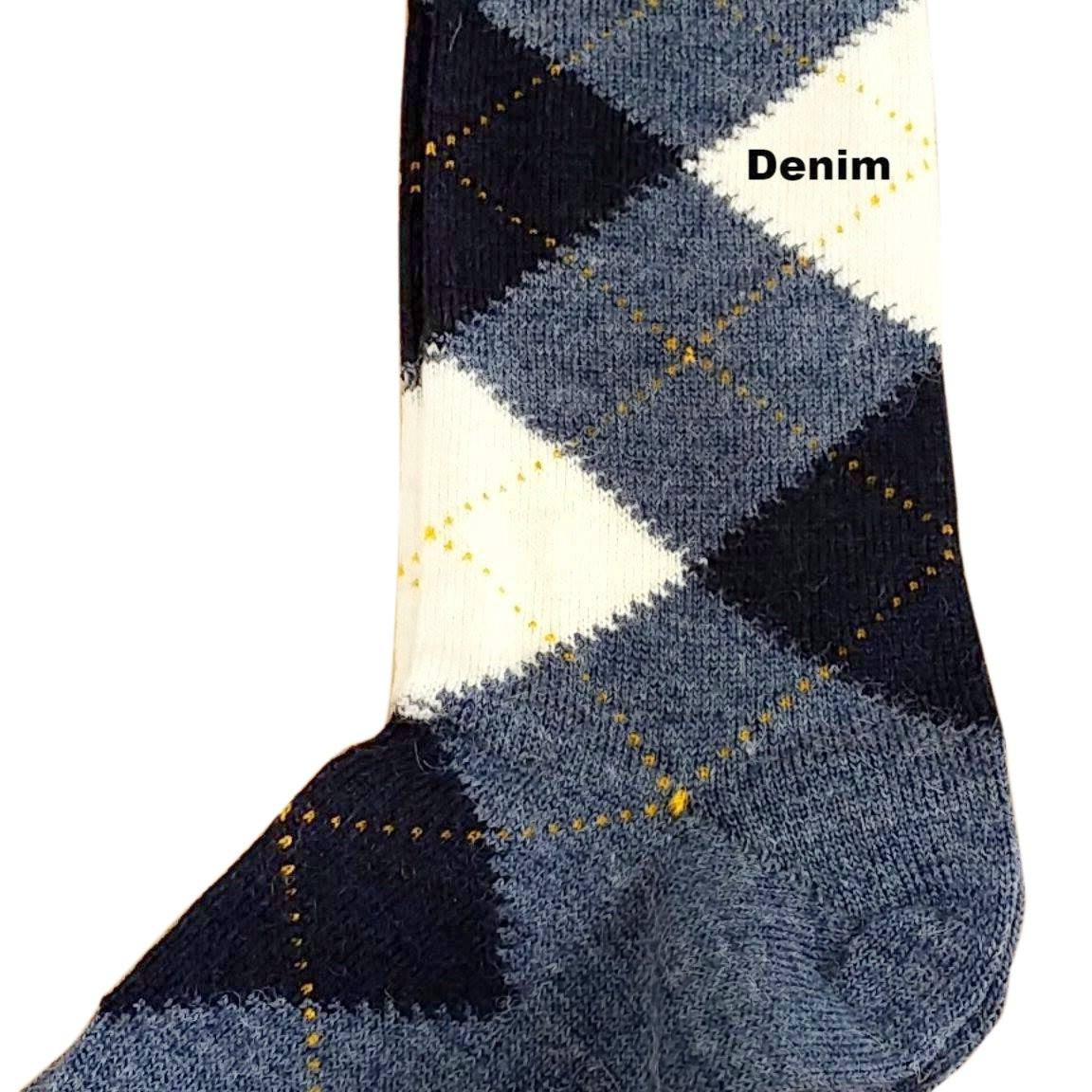 A pair of stylish Alpaca Argyle Socks featuring a classic argyle pattern, made from soft baby alpaca wool, suitable for golfers and casual wear.