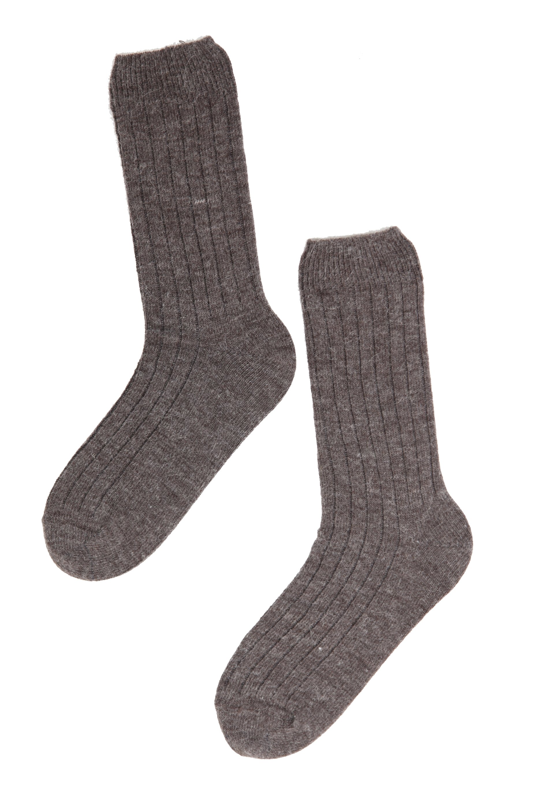 ALPAKA men's dark beige socks featuring a classic rib pattern, made from soft and warm alpaca wool blend.