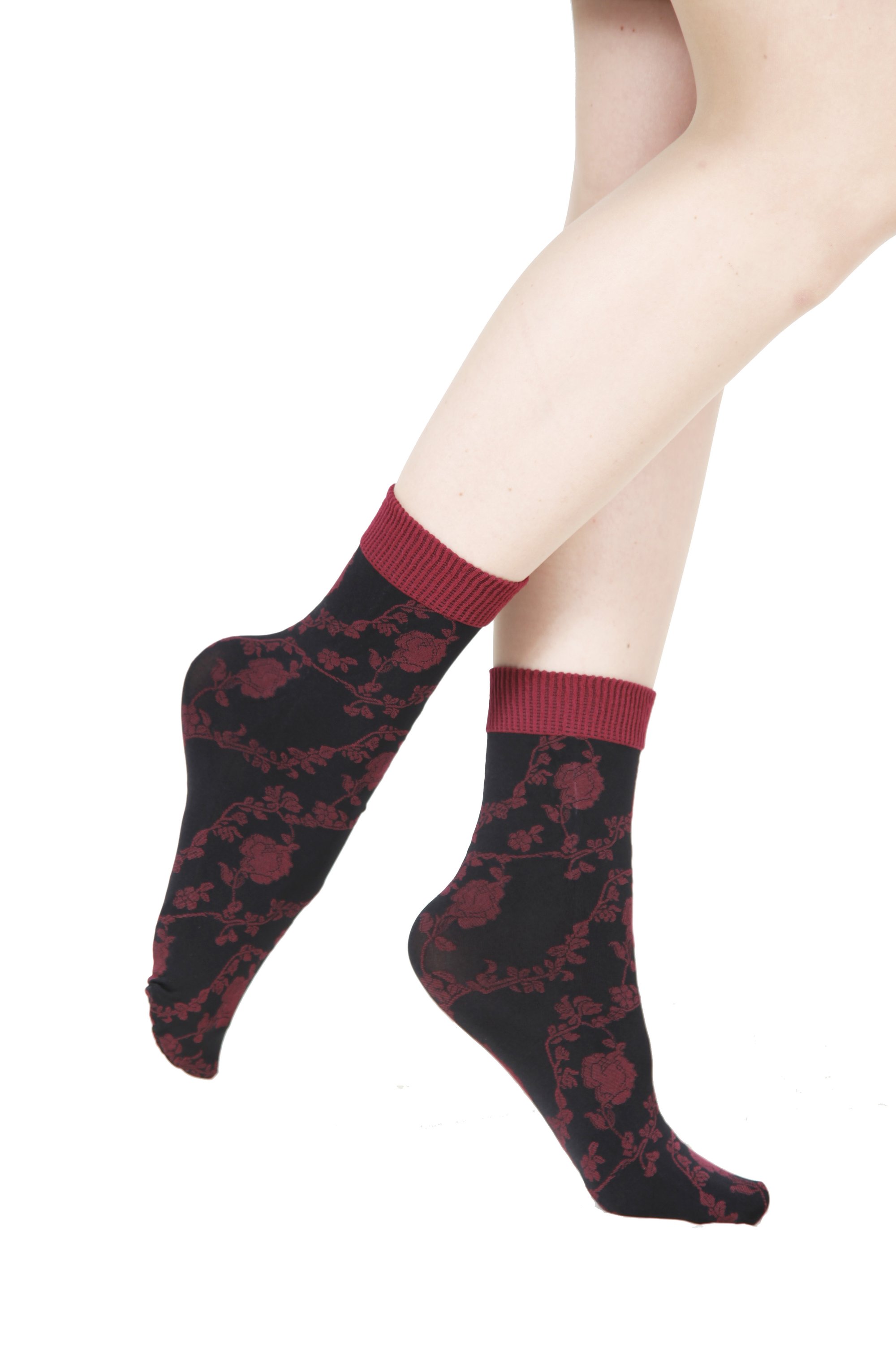 ANDRA black 60 DENIER women's socks featuring a stylish rose pattern, made from high-quality materials.