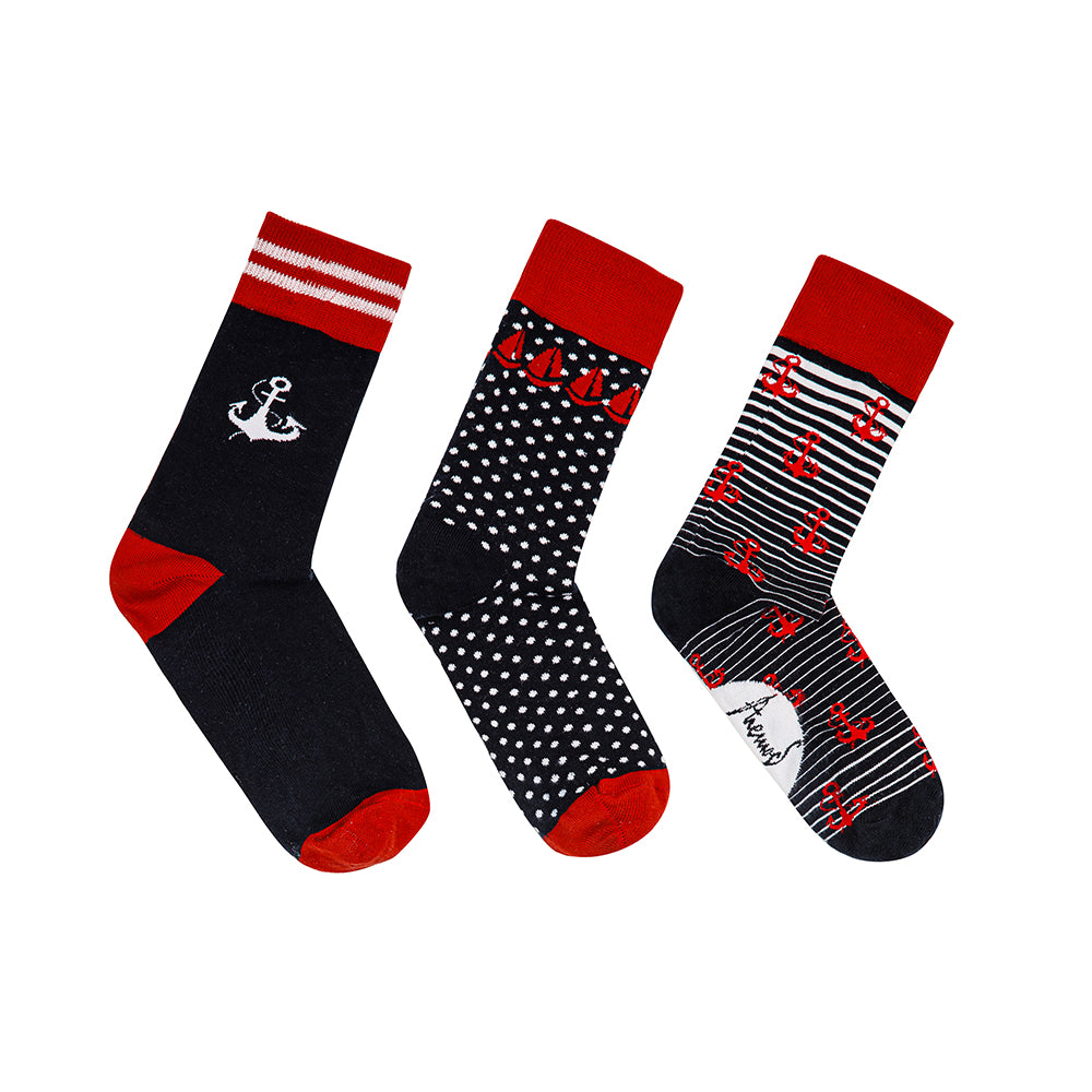 Anemoss Marine Collection Herren Socken Set in bunten Designs, bestehend aus drei Paar Socken aus natürlicher Baumwolle, ideal für jeden Anlass.