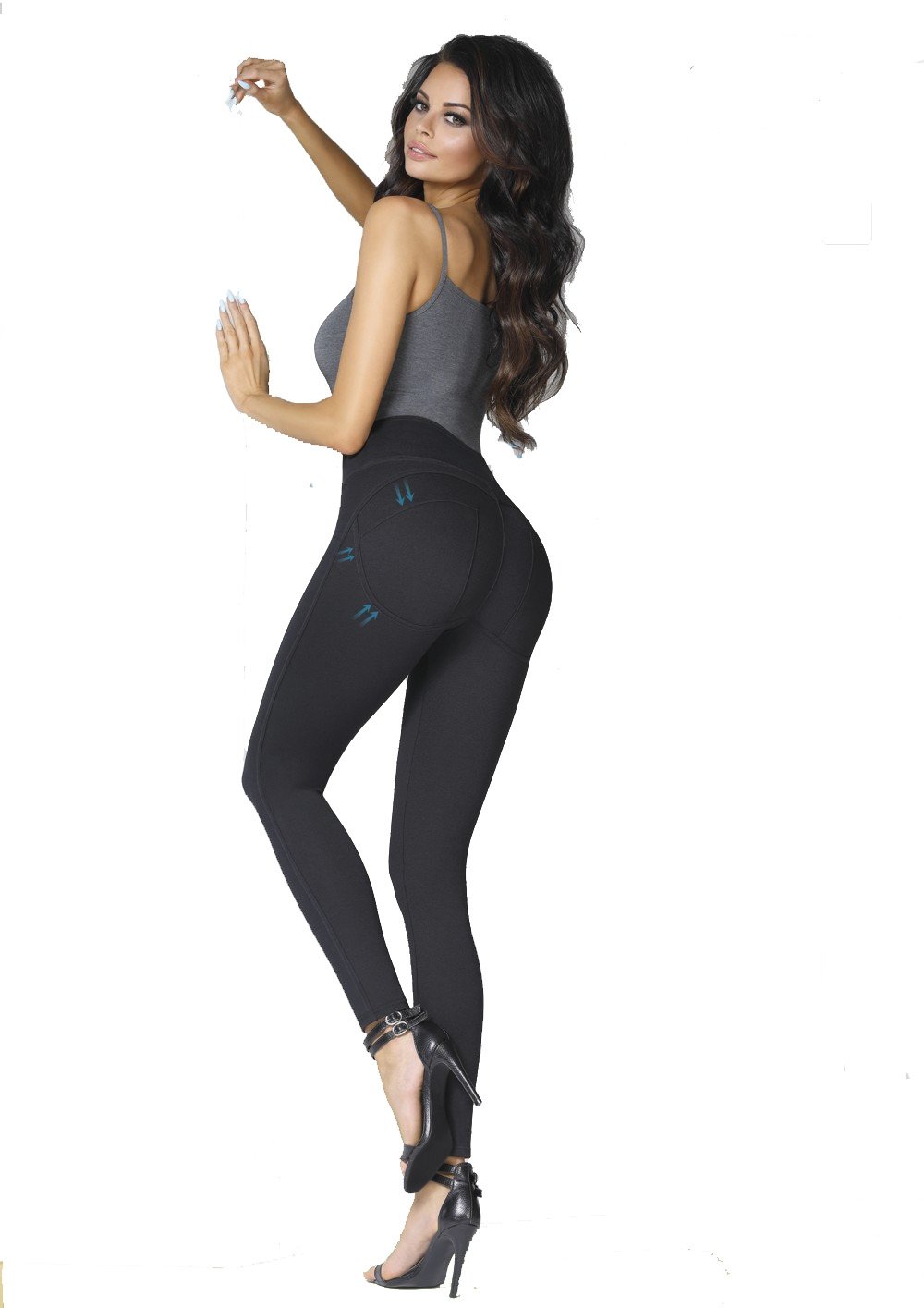 ASAMI soft push up yoga pants in black, showcasing a smooth and stretchy fabric designed for comfort and style.