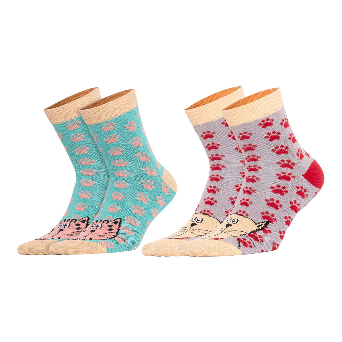 Biggdesign Cats Damen Socken Set mit bunten Designs, 5 Paar Socken in Größe 36-40, ideal für jeden Anlass.