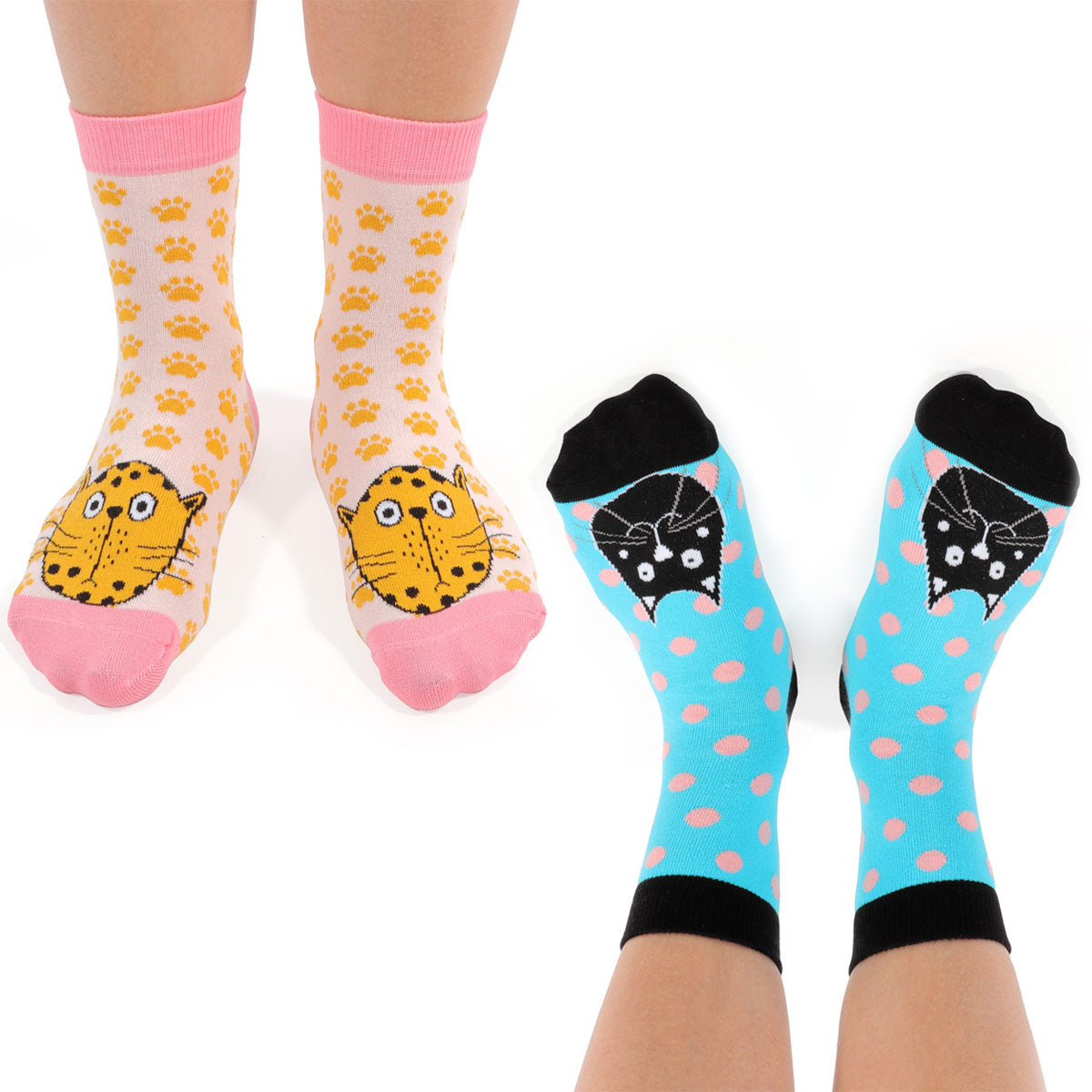 Biggdesign Cats Damen Socken Set mit bunten Designs, 5 Paar Socken in Größe 36-40, ideal für jeden Anlass.