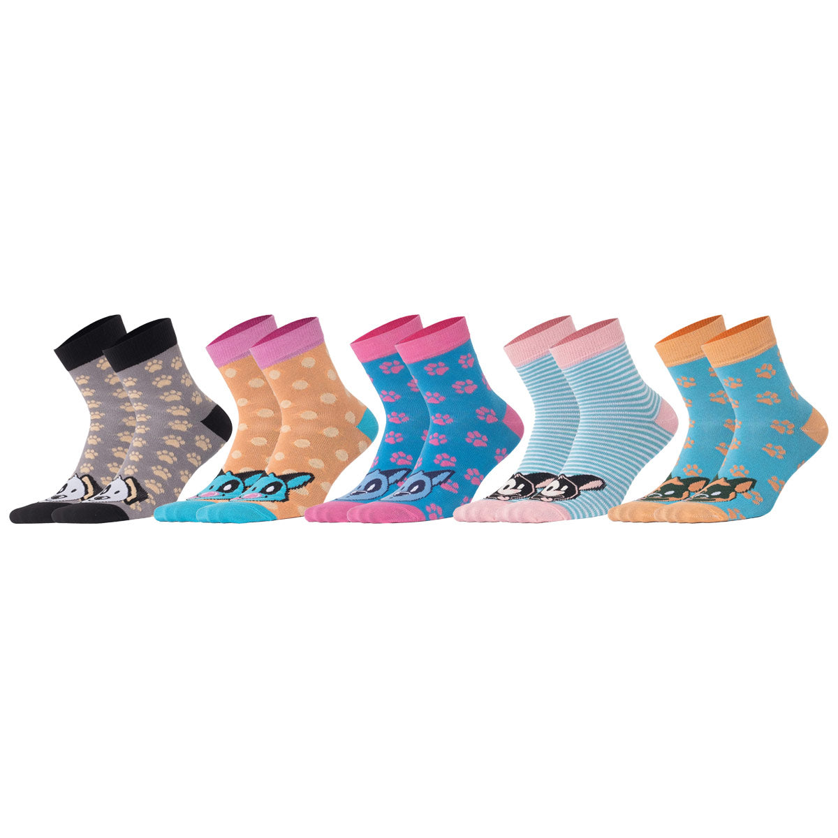 Biggdesign Dogs Damen Socken Set in bunten Farben, 5 Paar, Größe 36-40, ideal für jeden Anlass.