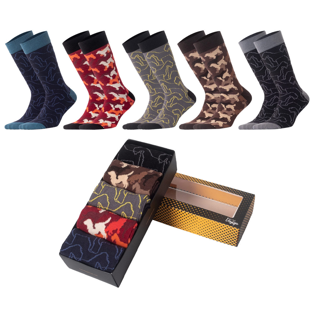 Biggdesign Herren Socken Set mit bunten Designs, 5 Paar in Größe 41-46, ideal für jeden Anlass.