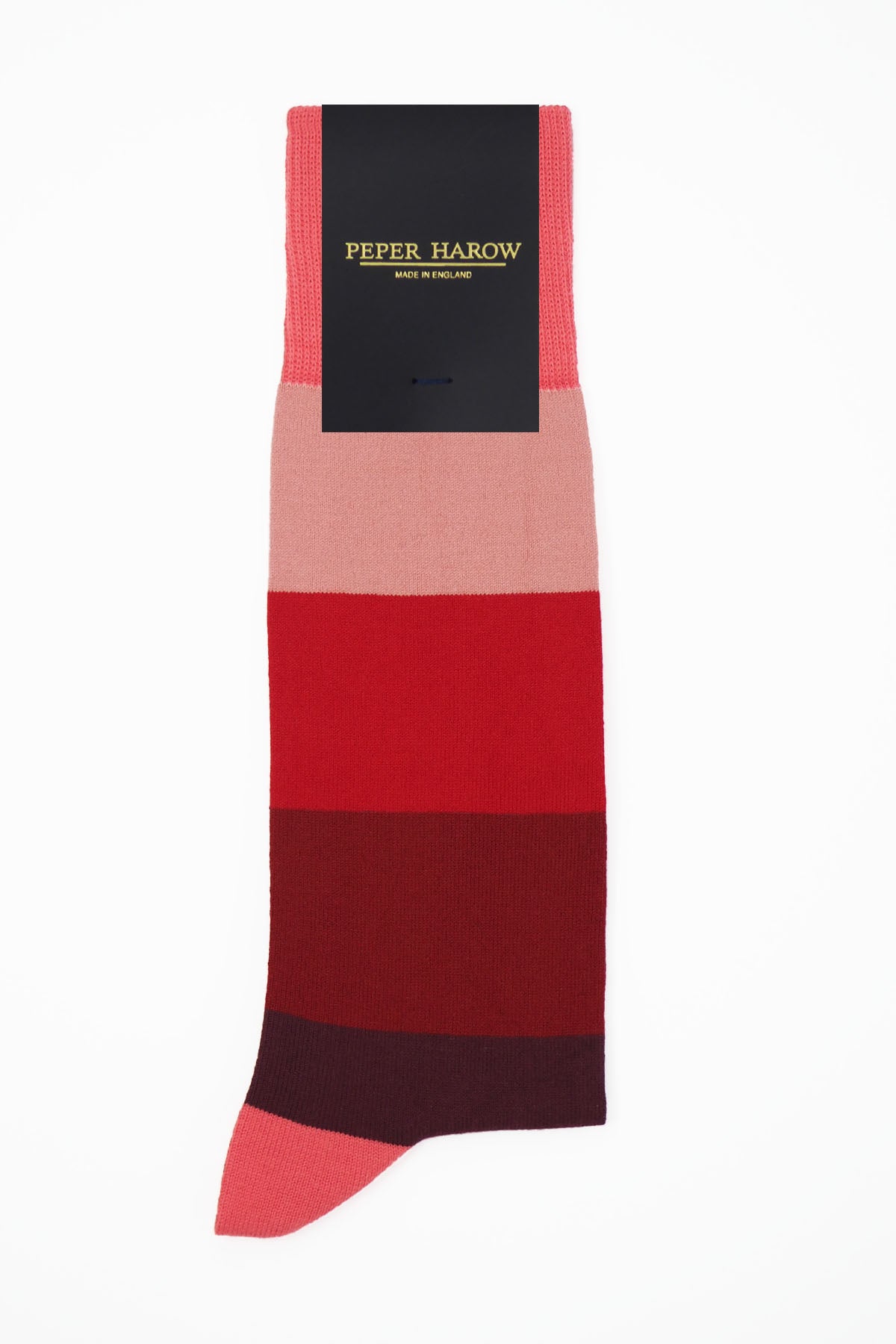 Fire Block Stripe Men's Socks featuring bold red stripes on a luxurious fabric, perfect for stylish gentlemen.