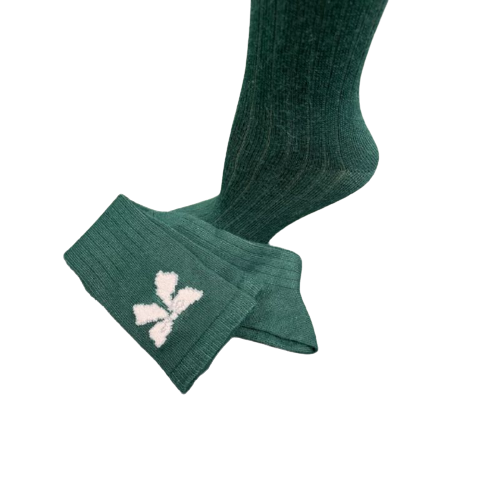 A pair of Bow Pattern Hi-Bulk Acrylic Knee-Hi Women's Socks featuring a stylish bow design, made from soft acrylic fiber.