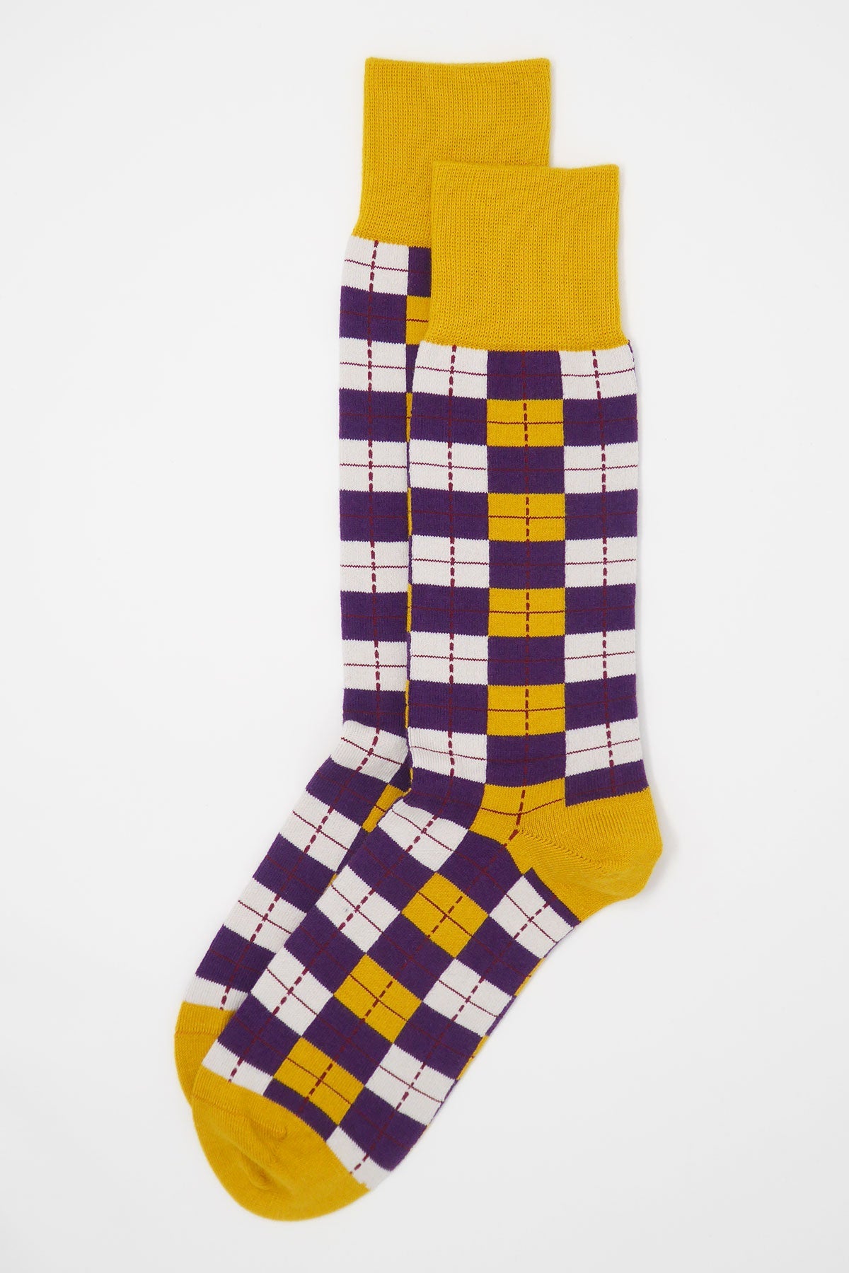 Checkmate Men's Socks in vibrant gold, showcasing luxurious Supima cotton and seamless toe design.