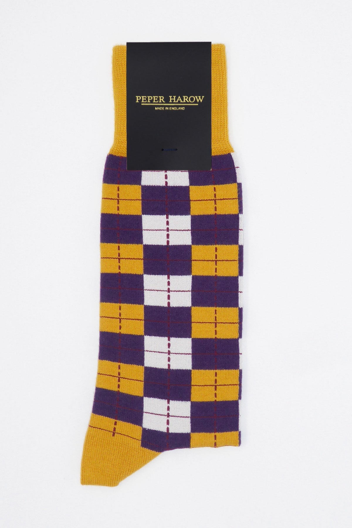 Checkmate Men's Socks in vibrant gold, showcasing luxurious Supima cotton and seamless toe design.