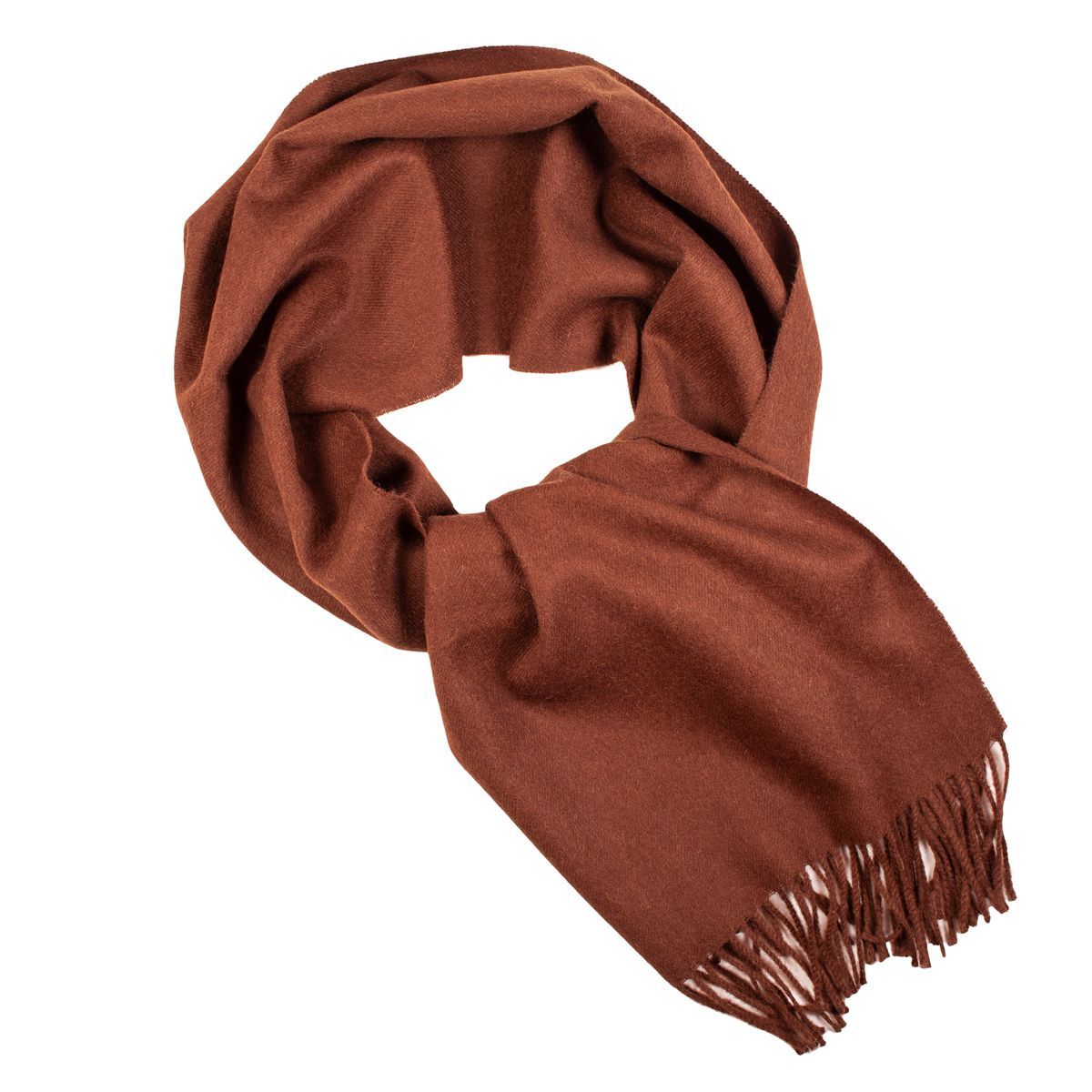 Luxurious chocolate alpaca wool scarf, handmade in Peru, showcasing its soft texture and elegant design.