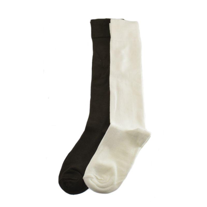 A pair of Classic Flat Knit Bamboo Knee Hi Socks in a soft bamboo fabric, featuring a comfortable toe seam and a knee-high design, displayed in a 2 pair pack.