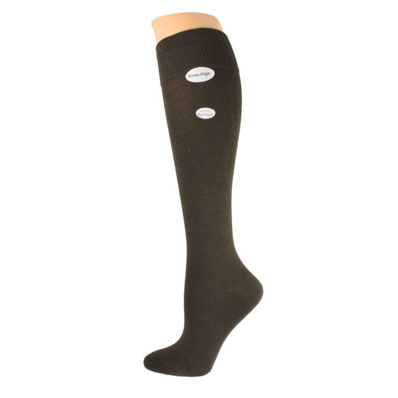 A pair of Classic Flat Knit Bamboo Knee Hi Socks in a soft bamboo fabric, featuring a comfortable toe seam and a knee-high design, displayed in a 2 pair pack.