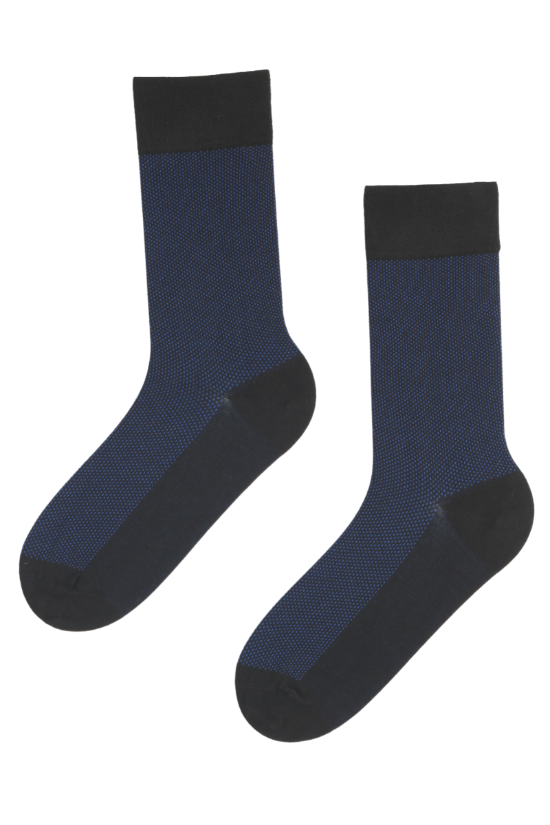 COOLIO blue patterned suit socks for men featuring a navy blue slim dot design, perfect for formal and casual wear.