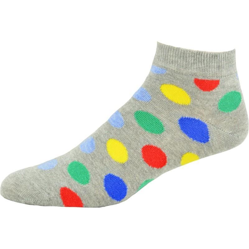 A pair of stylish low-cut polka dot socks in a vibrant color, showcasing their soft cotton fabric and comfortable fit, ideal for casual and formal footwear.