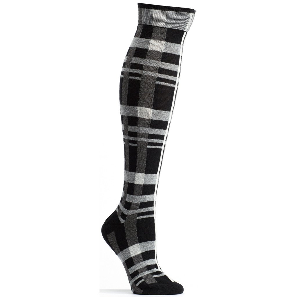 Constructive Plaid Knee High Sock featuring a stylish plaid pattern, made from high-quality cotton blend, showcasing its durability and comfort.