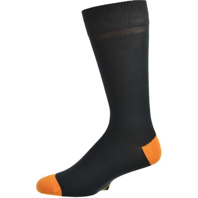 A pair of colorful Contrast Heel & Toe Bamboo Socks featuring a unique design with contrasting colors at the heel and toe, made from soft bamboo fabric.