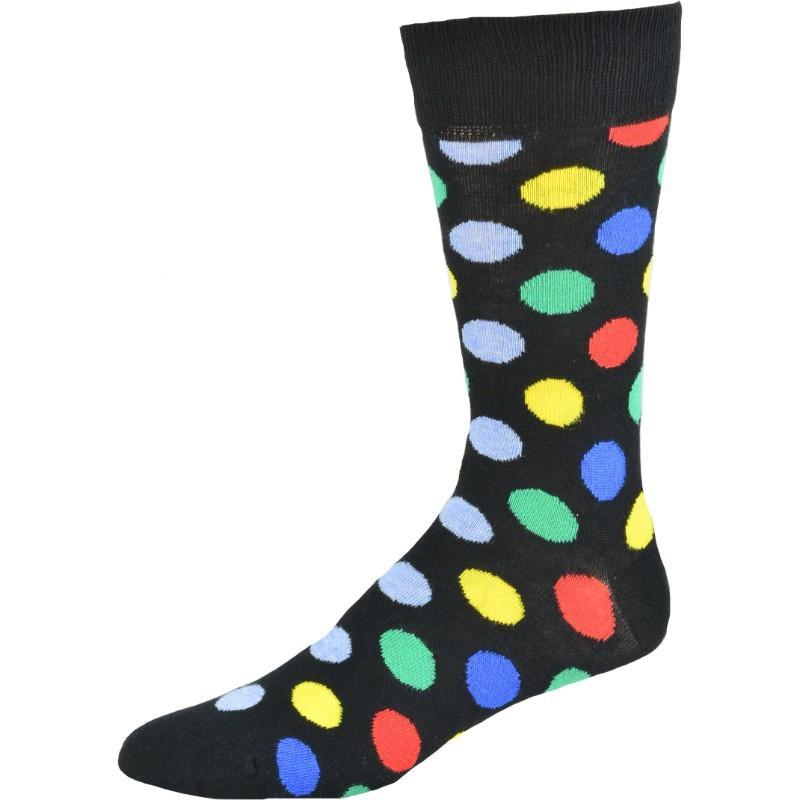 A pair of stylish Cotton Polka Dot Crew Socks featuring a playful polka dot pattern, made from soft combed cotton for comfort.