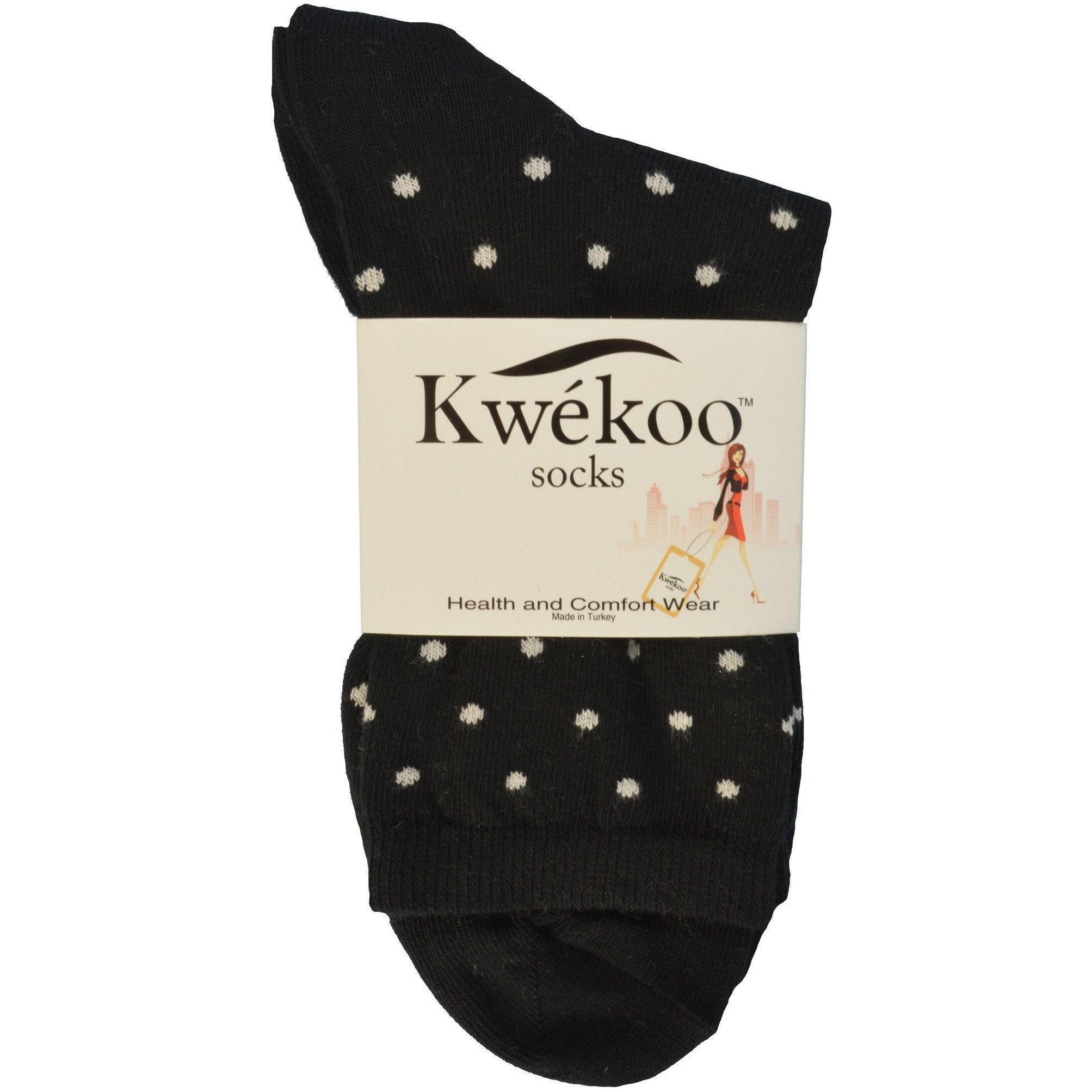 A pair of elegant mid-calf cotton socks featuring a stylish dot pattern, showcasing their soft texture and comfortable cuff design.