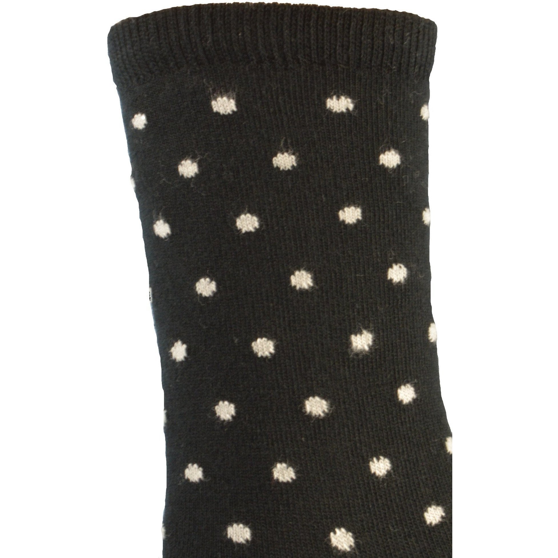 A pair of elegant mid-calf cotton socks featuring a stylish dot pattern, showcasing their soft texture and comfortable cuff design.