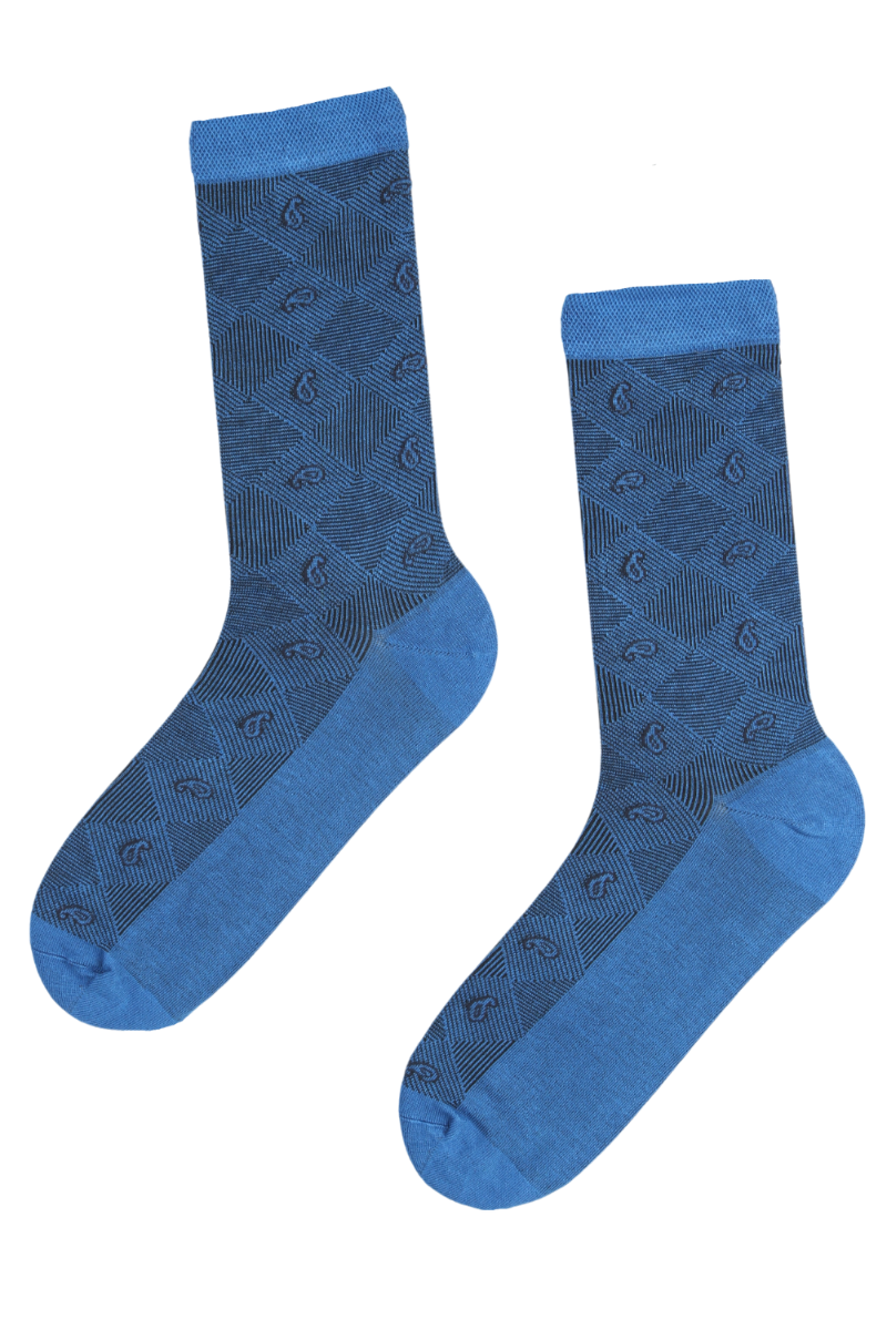 ELVIS blue suit socks featuring a stylish pattern, made from soft viscose for comfort.