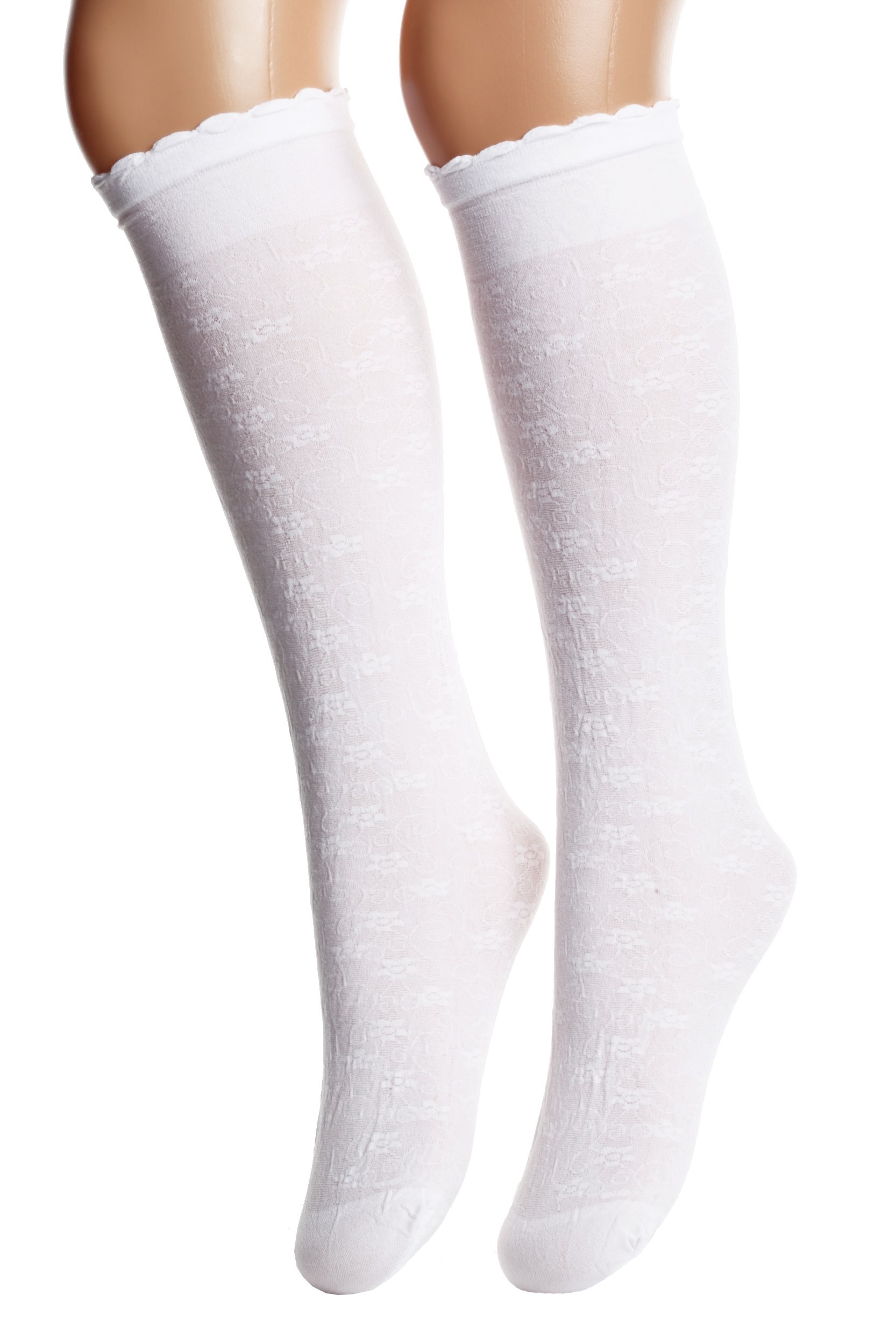 Main ENYA white flowery knee-highs for children image