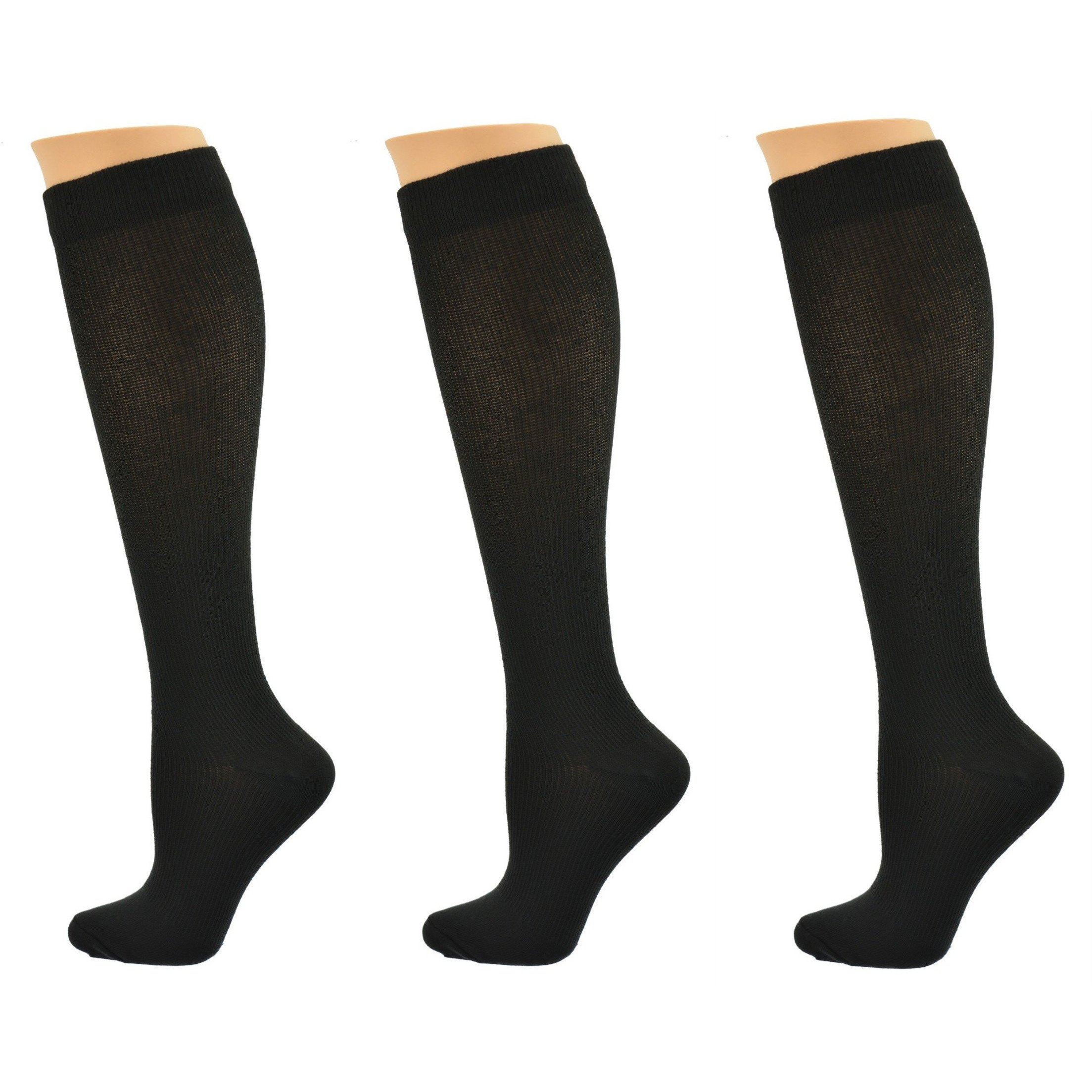 A pack of three Firm Compression Ultra Spun Knee-Hi socks, showcasing their soft texture and graduated compression design.