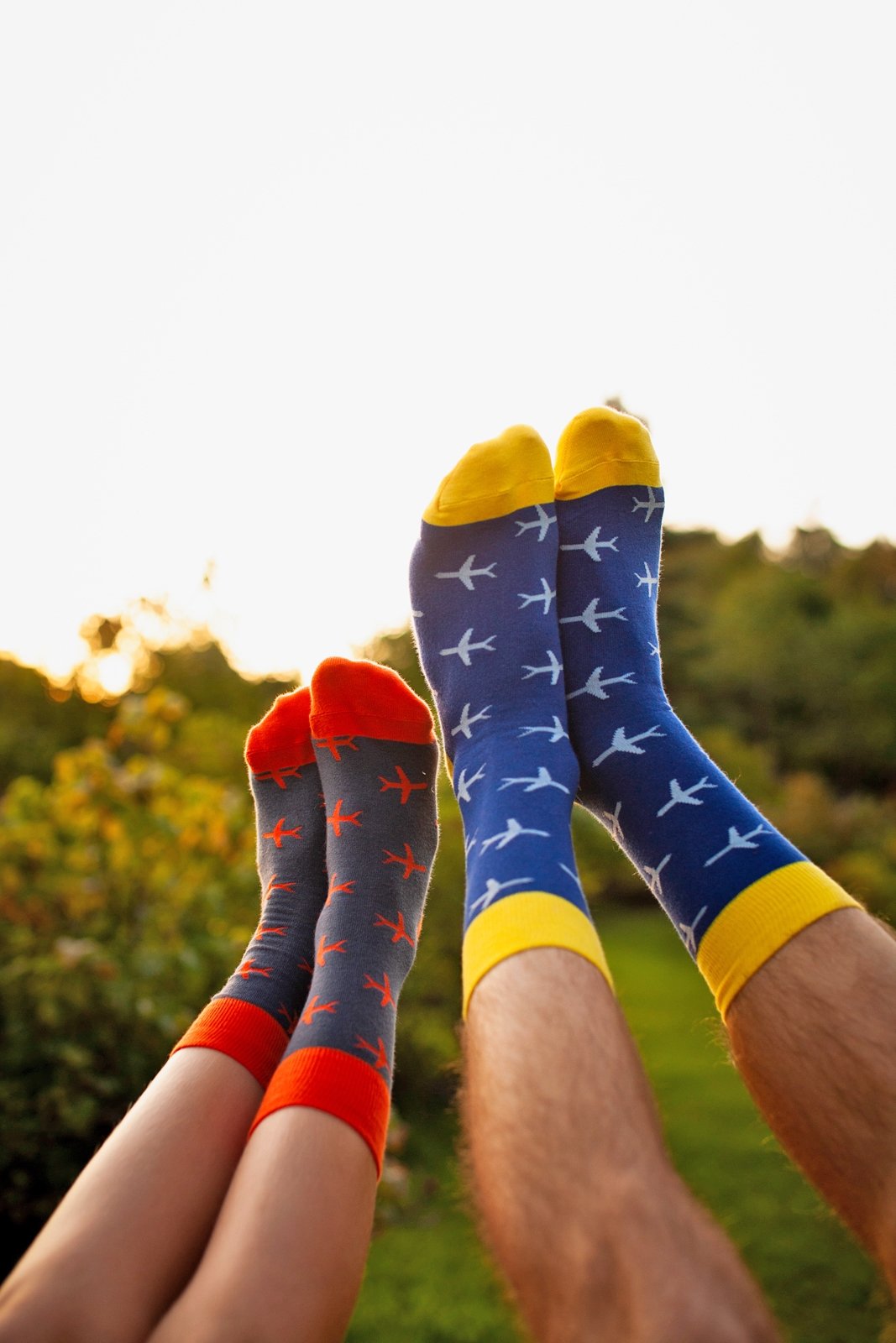 FLIGHT blue cotton socks featuring a unique airplane knit pattern, suitable for men and women.