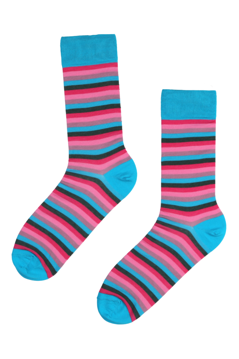 FREDDY stylish striped suit socks featuring a pinkish-blue striped pattern, made from mercerized cotton for durability and comfort.