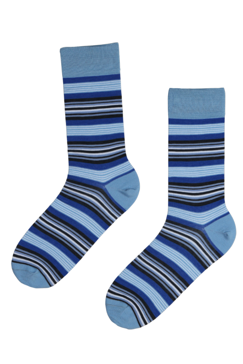 FRIDAY blue striped suit socks featuring a stylish blue striped pattern, made from mercerized cotton for durability and comfort.