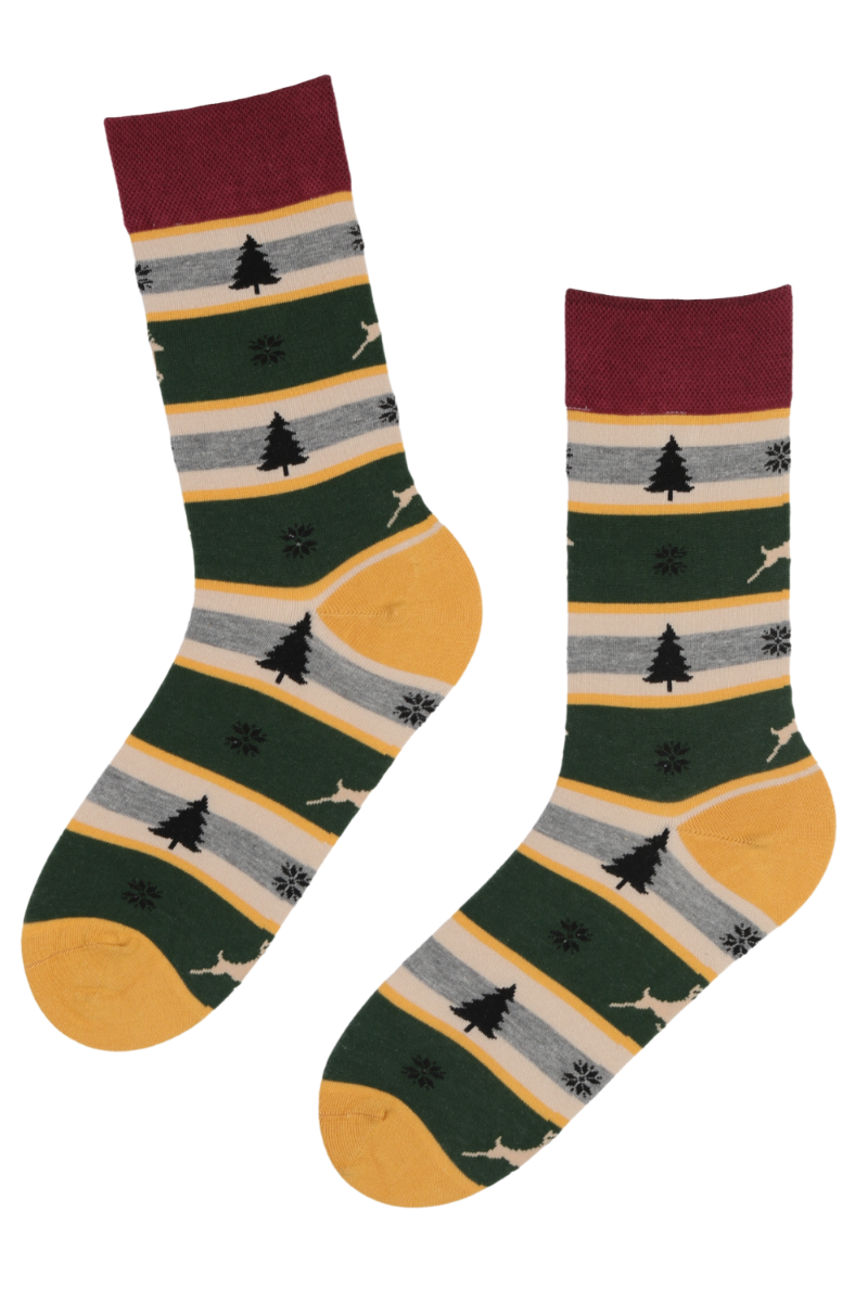 Striped Christmas-themed socks.