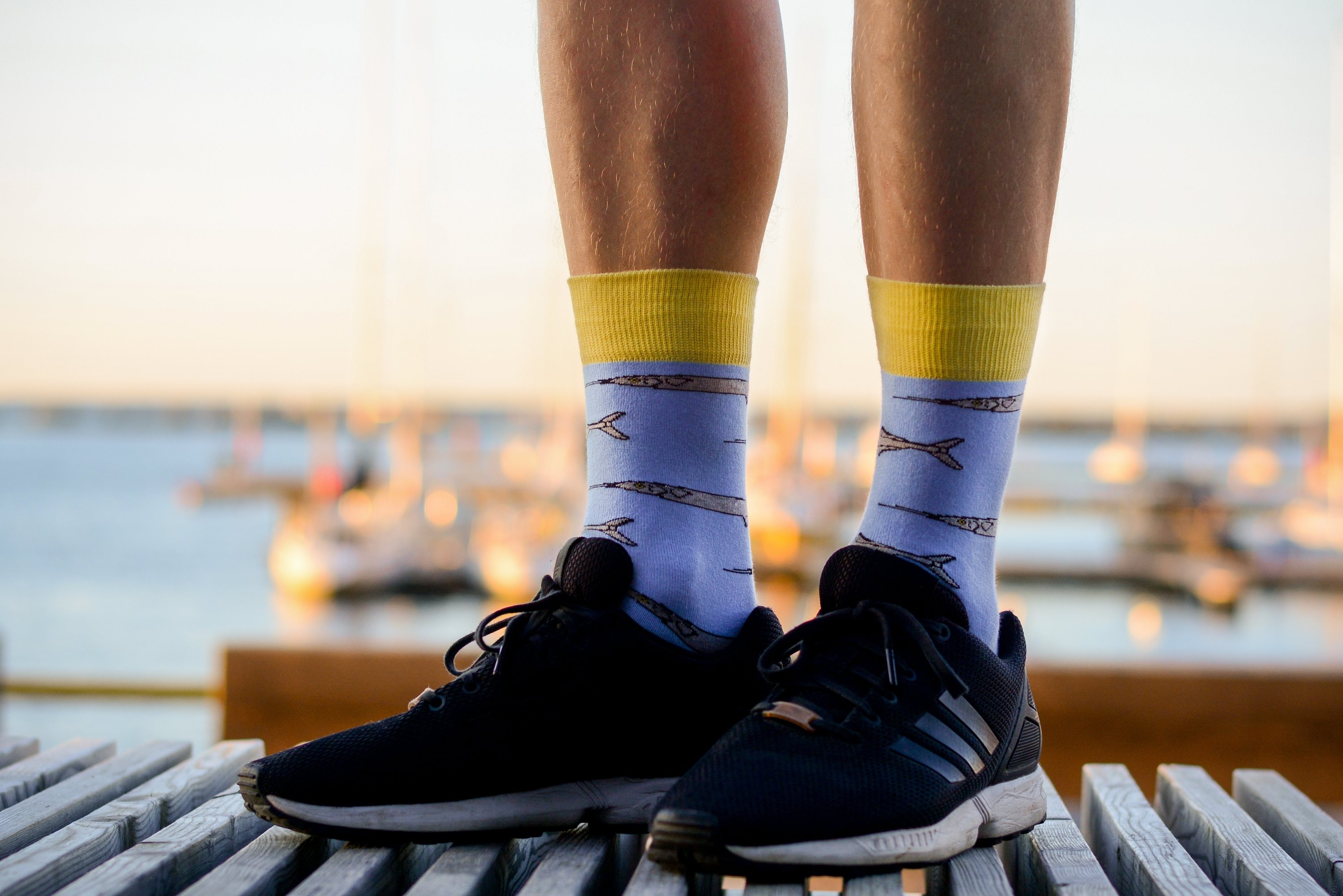 Light blue GARFISH cotton socks made from soft and breathable fabric, featuring a comfortable fit for everyday wear.