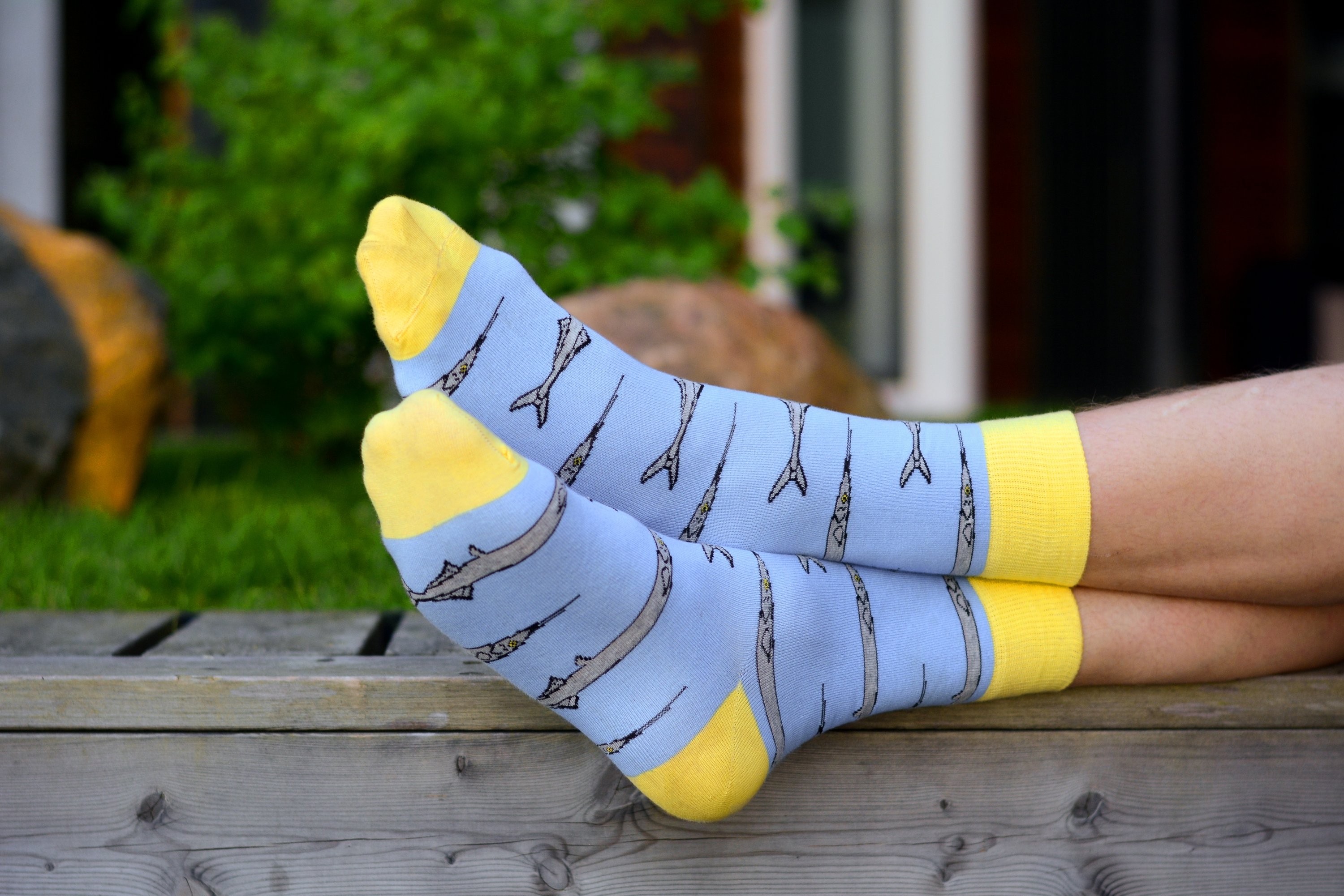 Light blue GARFISH cotton socks made from soft and breathable fabric, featuring a comfortable fit for everyday wear.