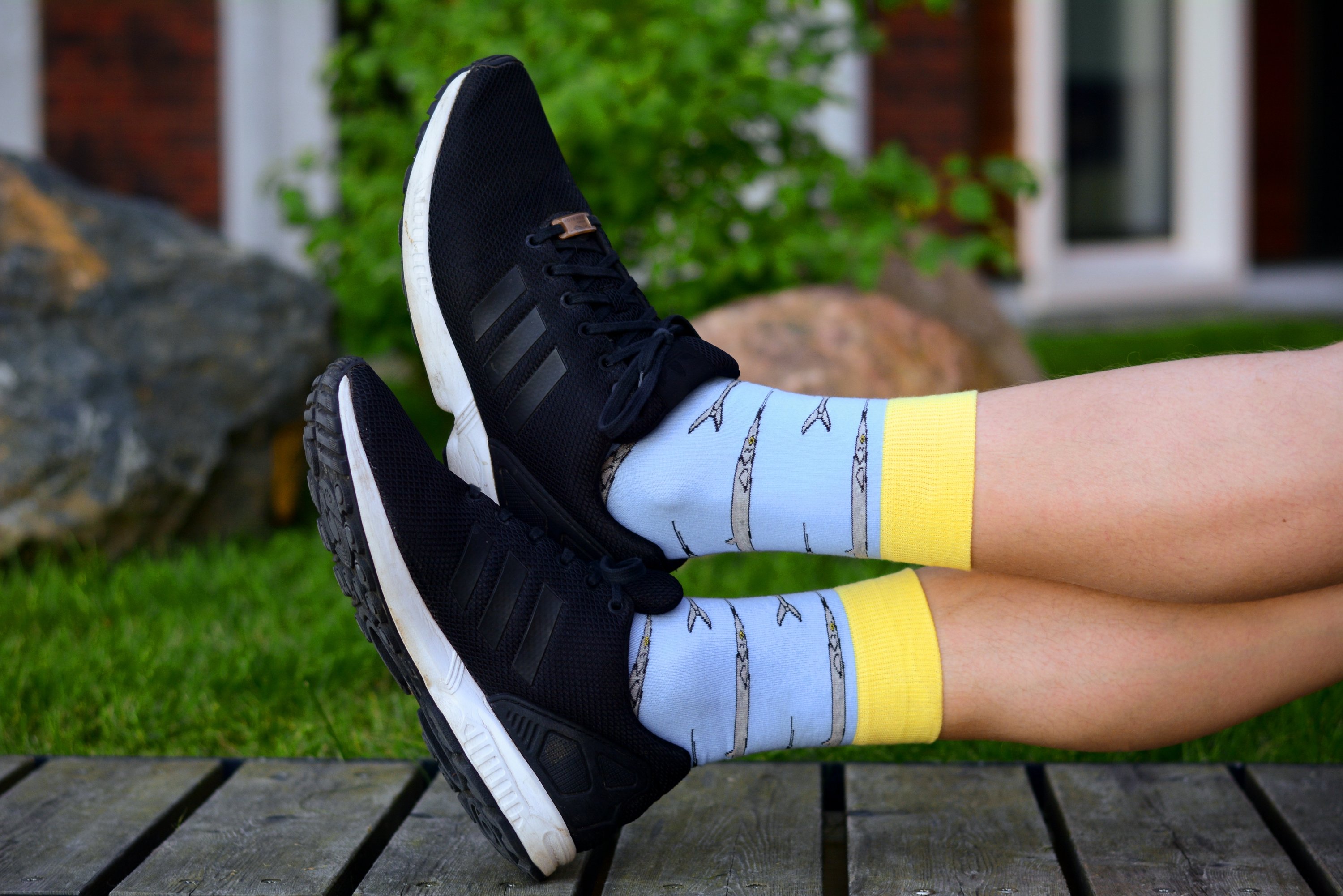 Light blue GARFISH cotton socks made from soft and breathable fabric, featuring a comfortable fit for everyday wear.