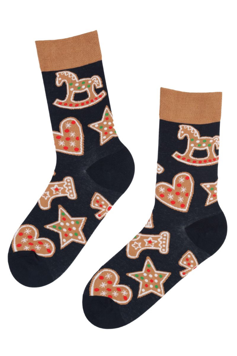 GINGER cotton socks featuring a colorful gingerbread design, perfect for the festive season.