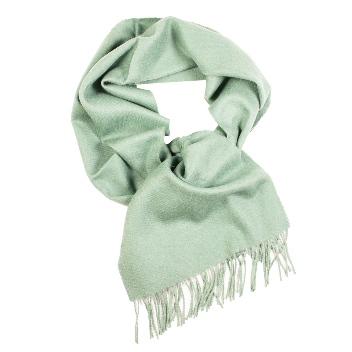 A luxurious light green alpaca wool scarf, showcasing its soft texture and elegant design, perfect for winter wear.