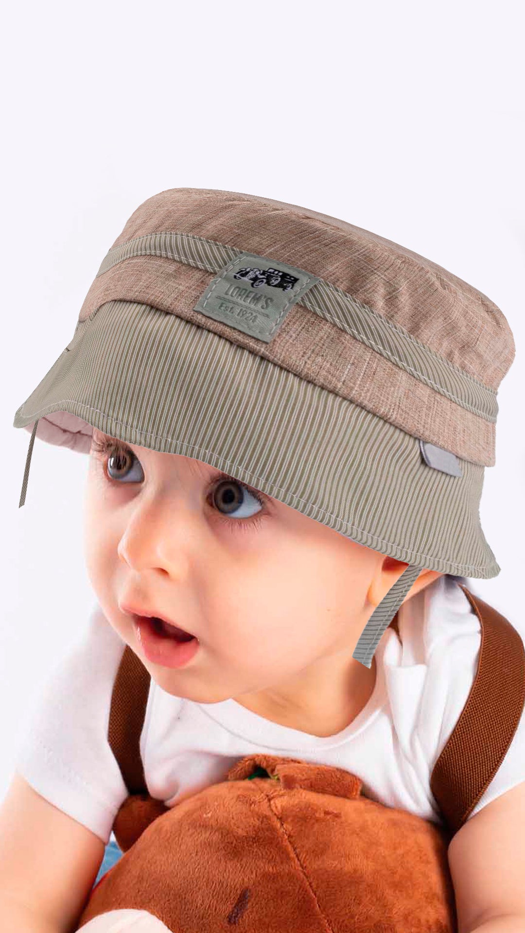 A stylish white kids fedora hat featuring a cute cartoon car design, perfect for children aged 4-8 years.