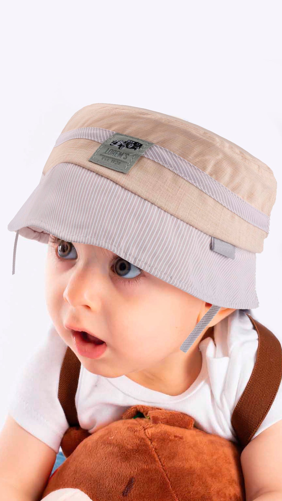 A stylish white kids fedora hat featuring a cute cartoon car design, perfect for children aged 4-8 years.