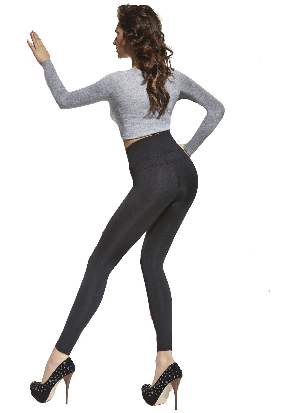 LIVIA push up leggings in black, showcasing their opaque fabric and flattering design for women.