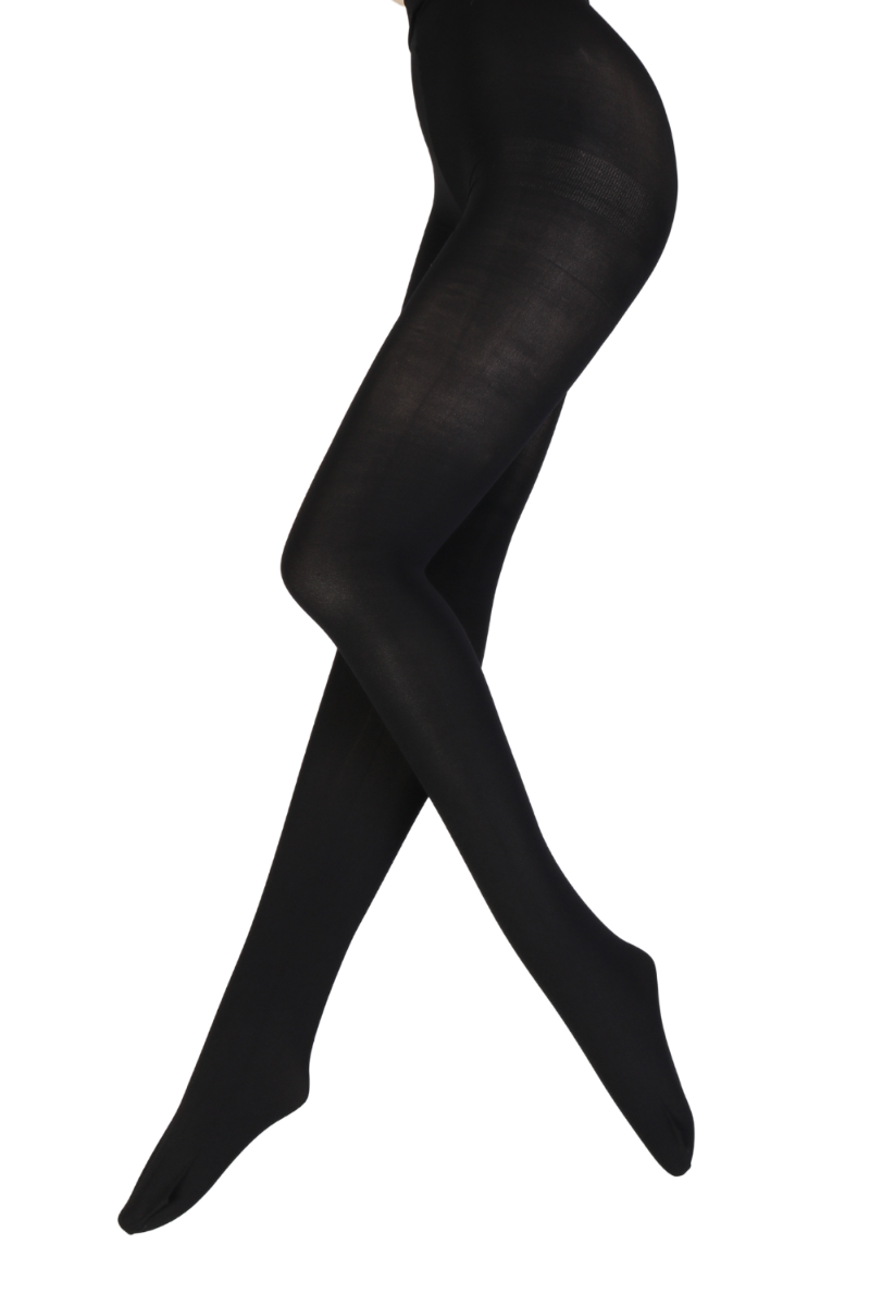 LUCIA 60 DEN black tights displayed on a white background, showcasing their classic design and smooth texture.