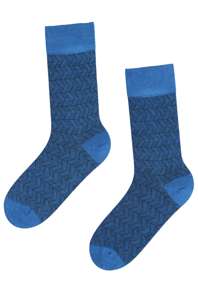 MANU blue suit socks featuring a soft viscose material with an elegant pattern, perfect for formal occasions.