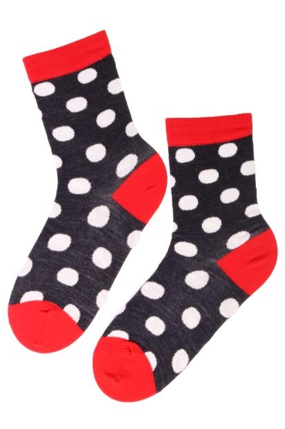 A pair of MERINO DOTS dotted merino socks showcasing their stylish design and soft texture, perfect for all-day comfort.