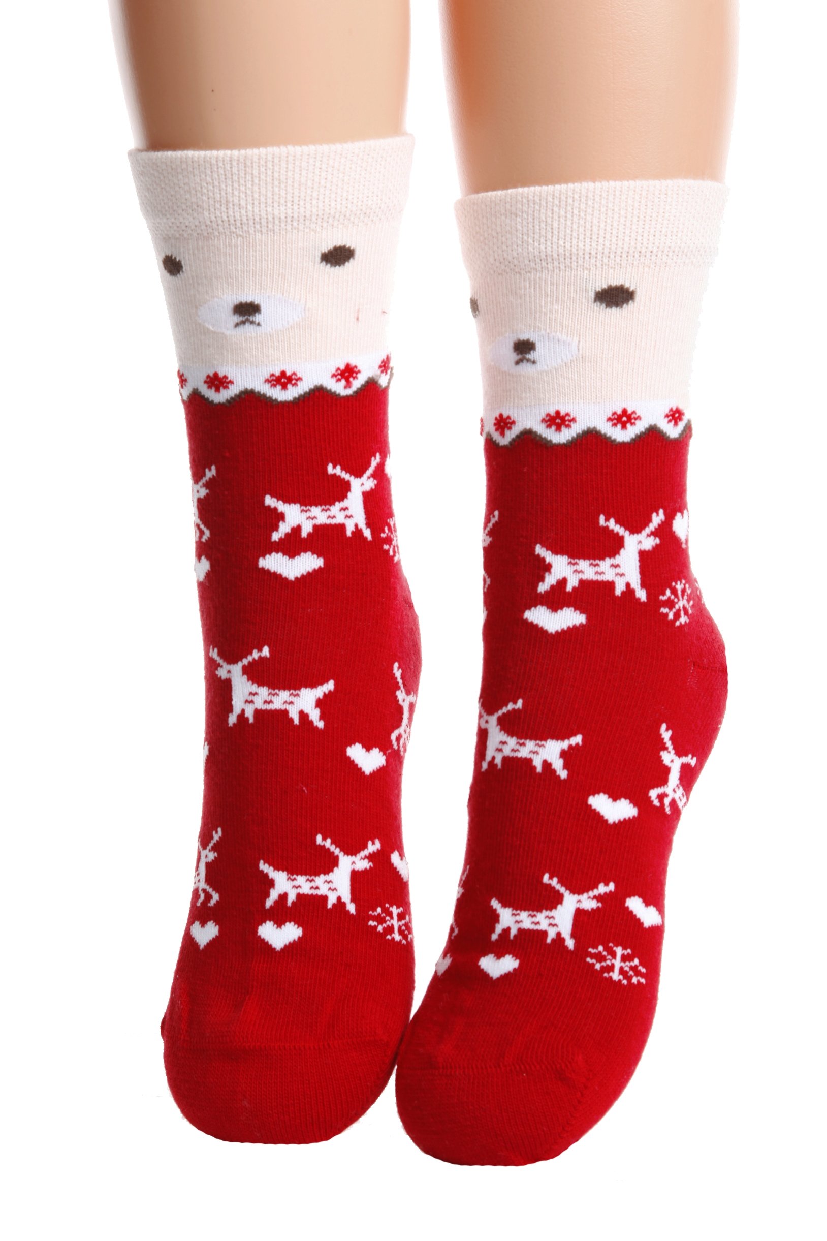 MERRY red cotton socks for children featuring a festive Christmas pattern, perfect for holiday wear.