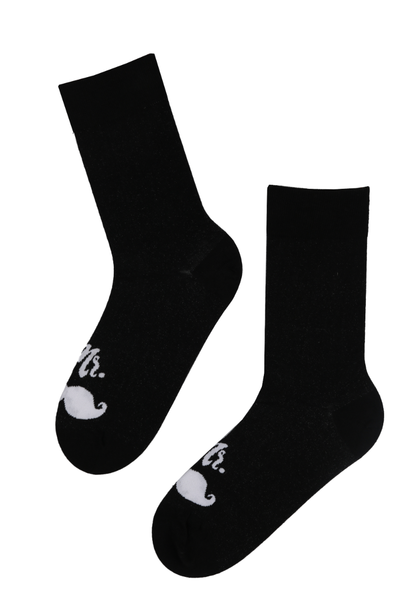 MISTER 'MR' black socks featuring silver thread, stylishly designed for men with odor control and comfort.