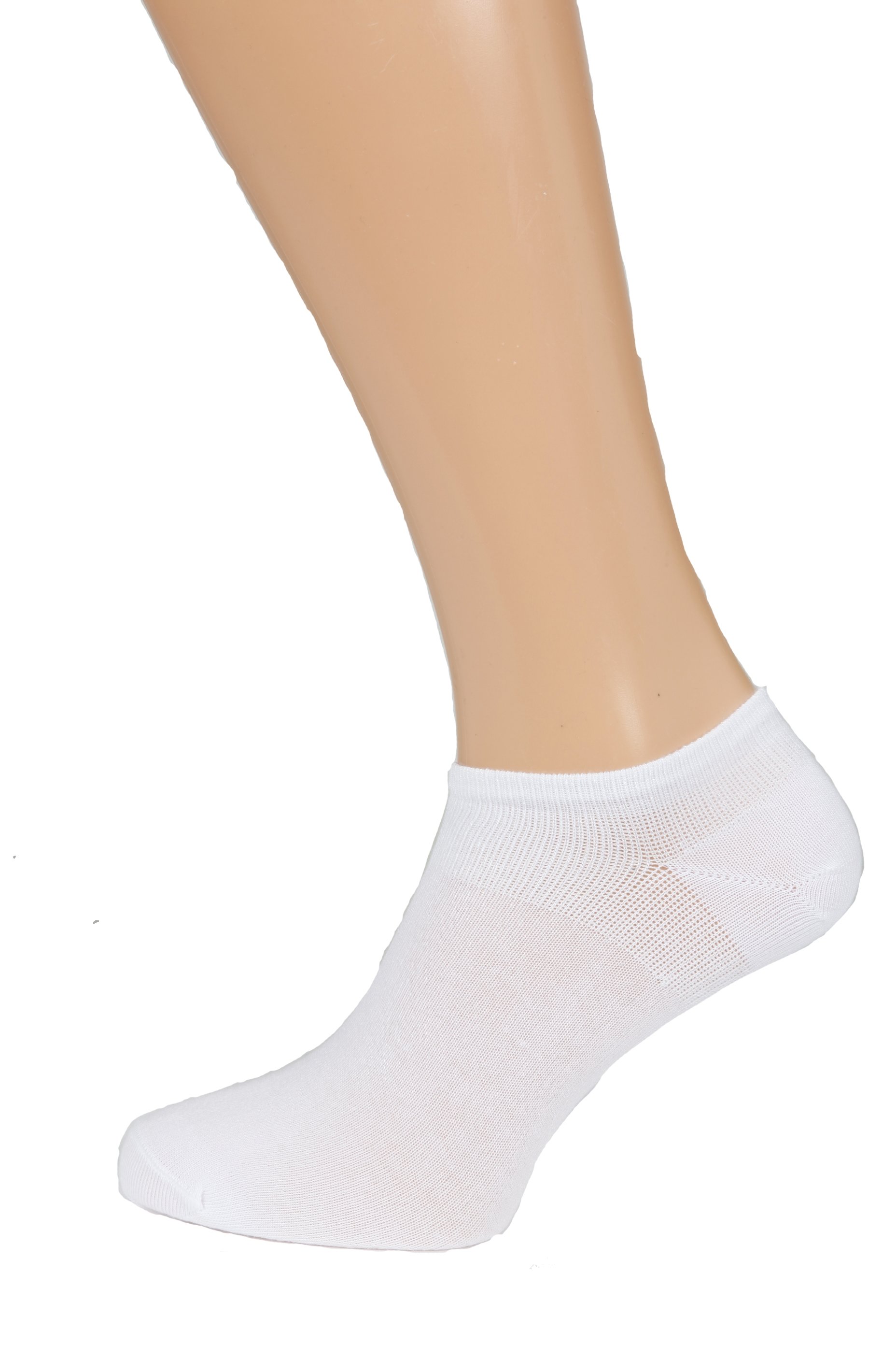 A pair of MONDI men's low-cut socks in white, showcasing their soft texture and stylish design.