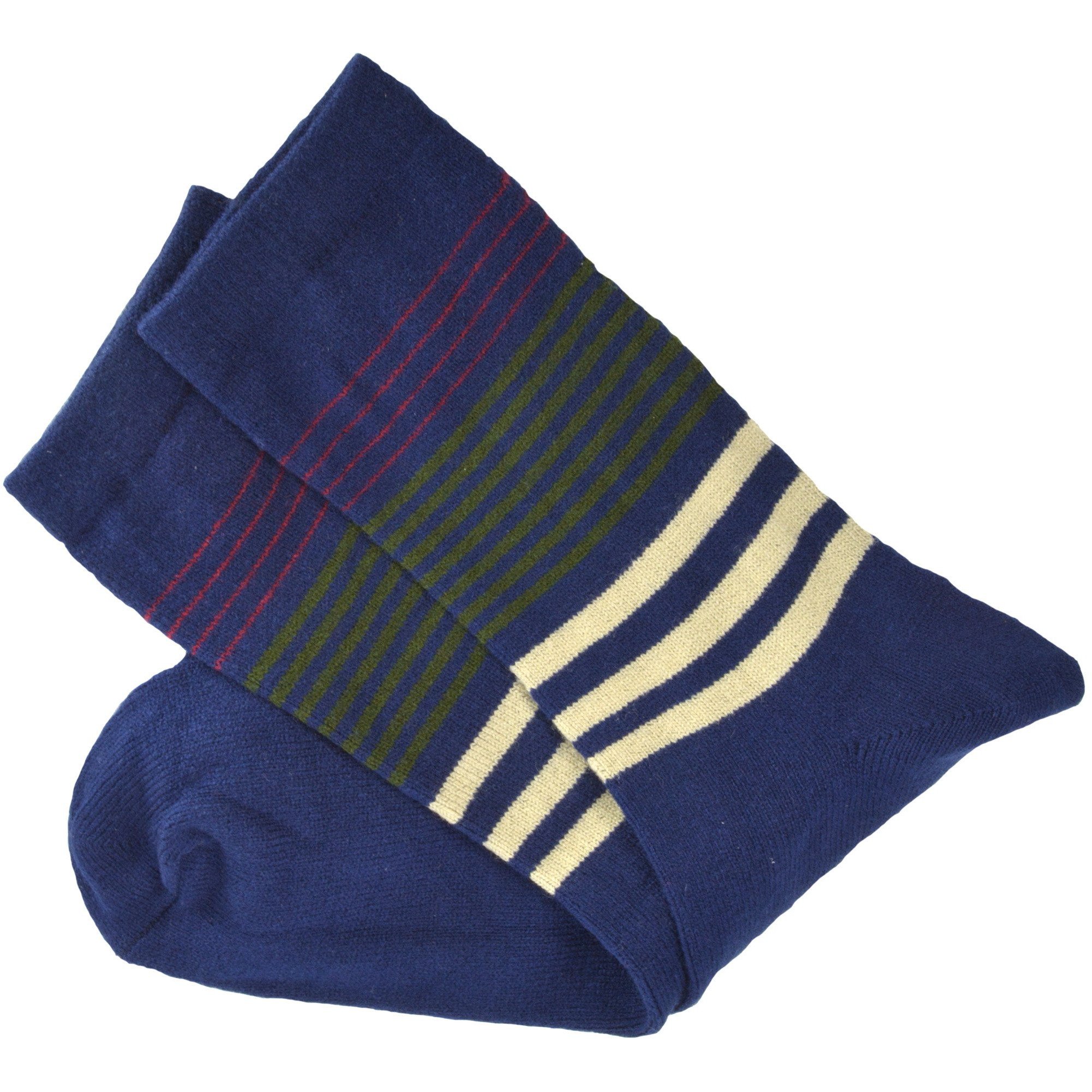 Multi Color Striped Acrylic Crew socks featuring vibrant stripes in various colors, made from soft high bulk acrylic material.