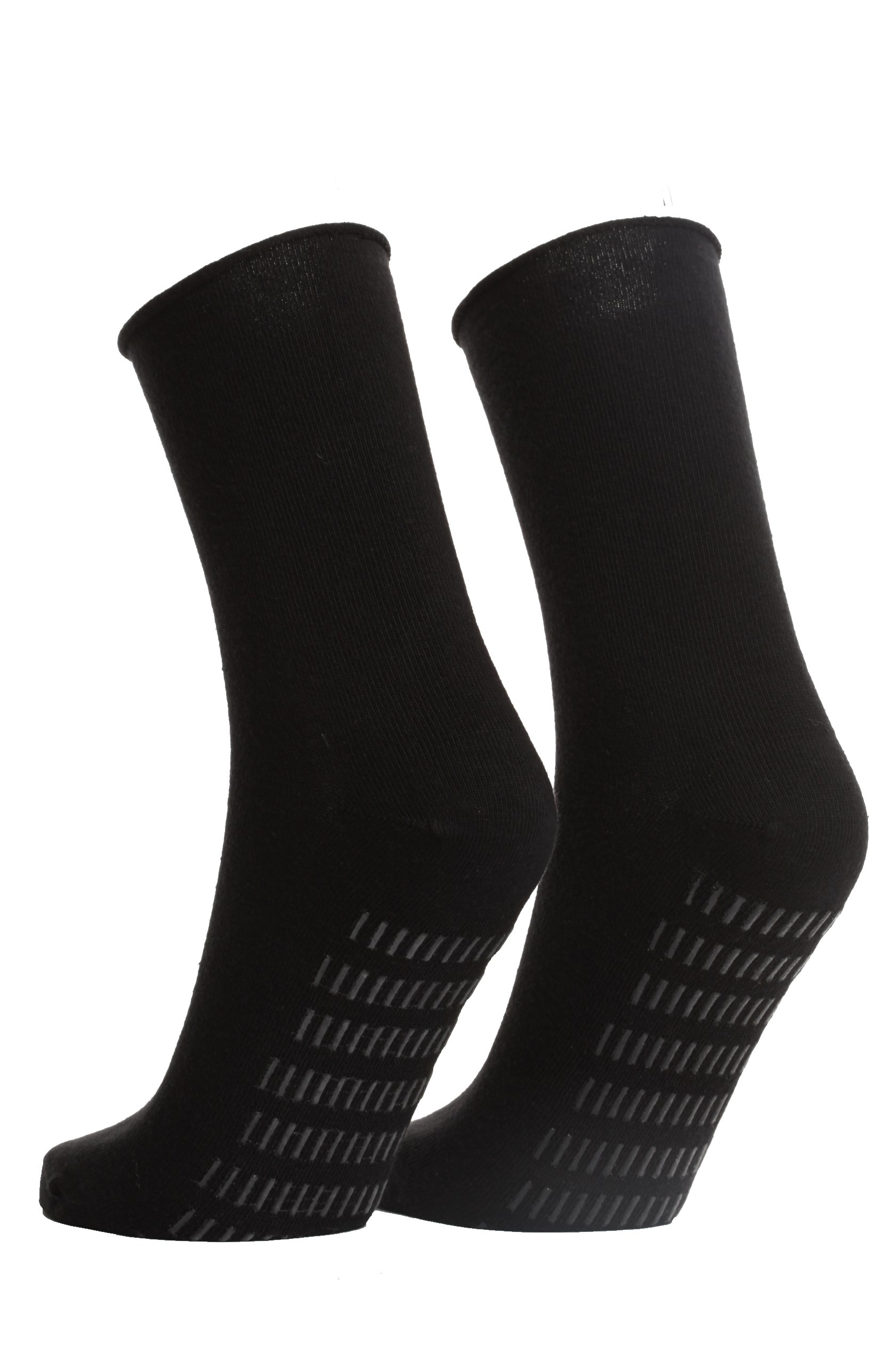 OLEV black anti-slip socks for women featuring a soft cotton blend and grip soles for safety.